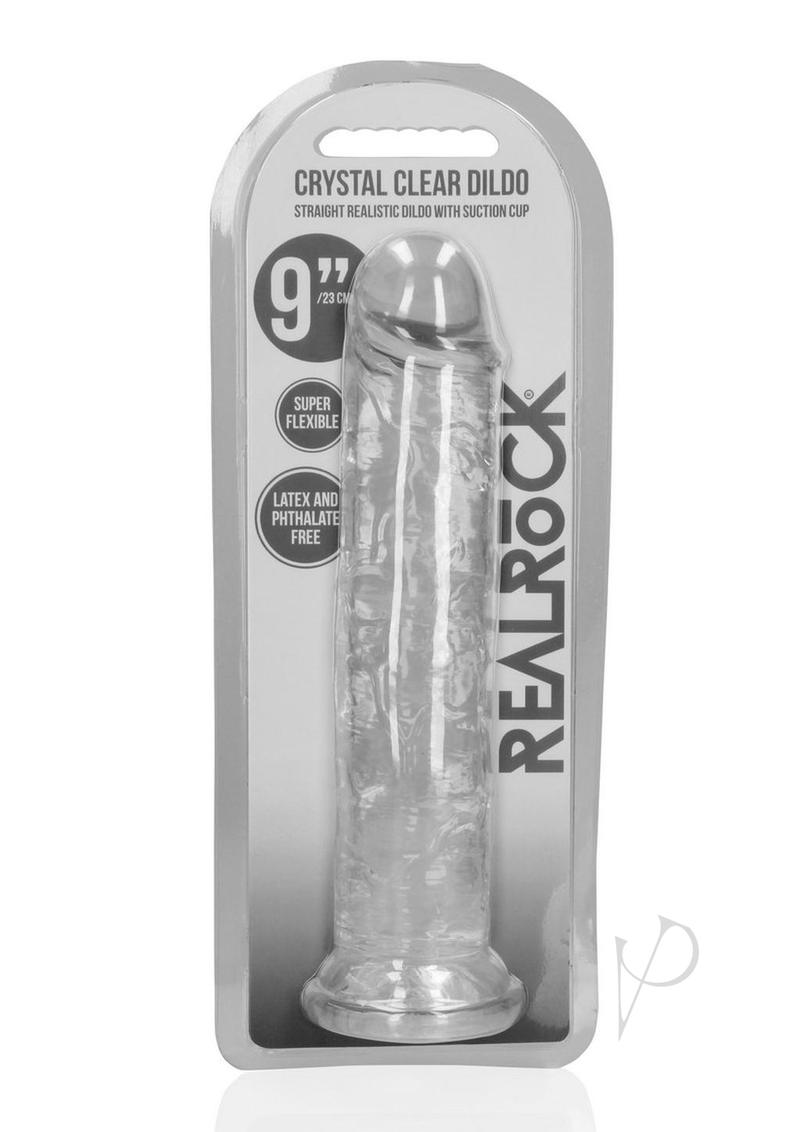 RealRock Crystal Clear Straight No Balls Dildo 9in - Clear