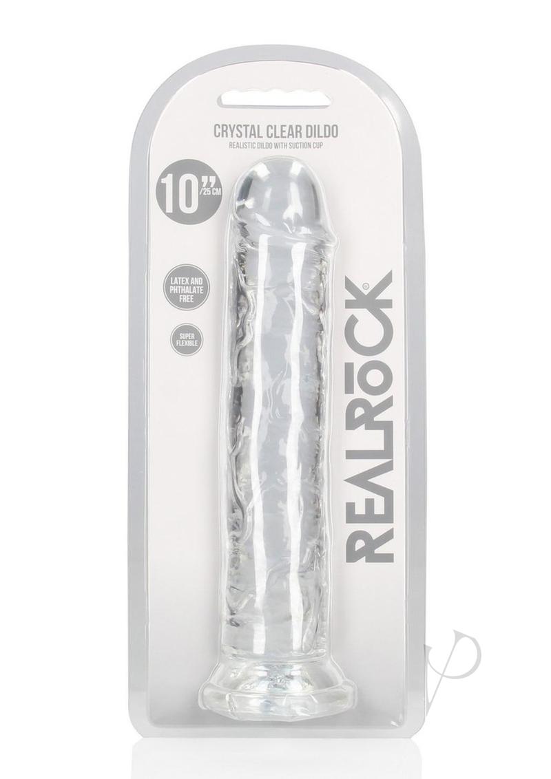 RealRock Crystal Clear Straight No Balls Dildo 10in - Clear
