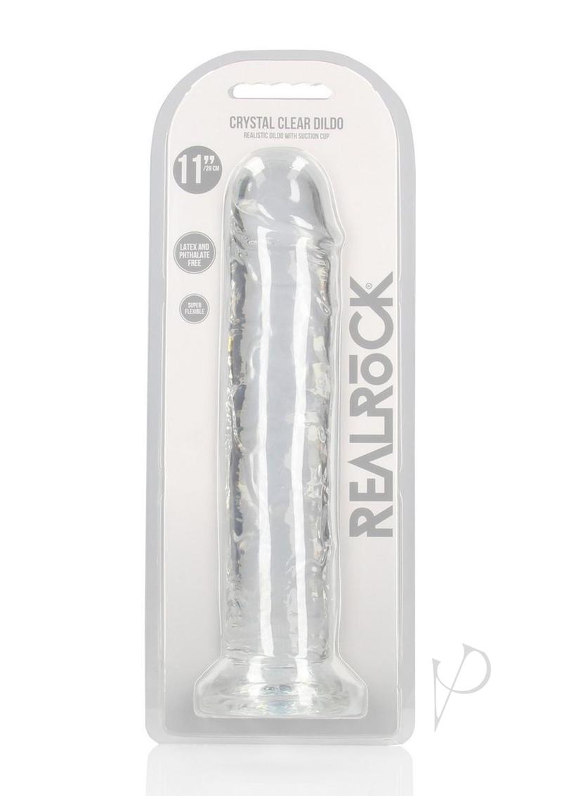 RealRock Crystal Clear Straight No Balls Dildo 11in - Clear