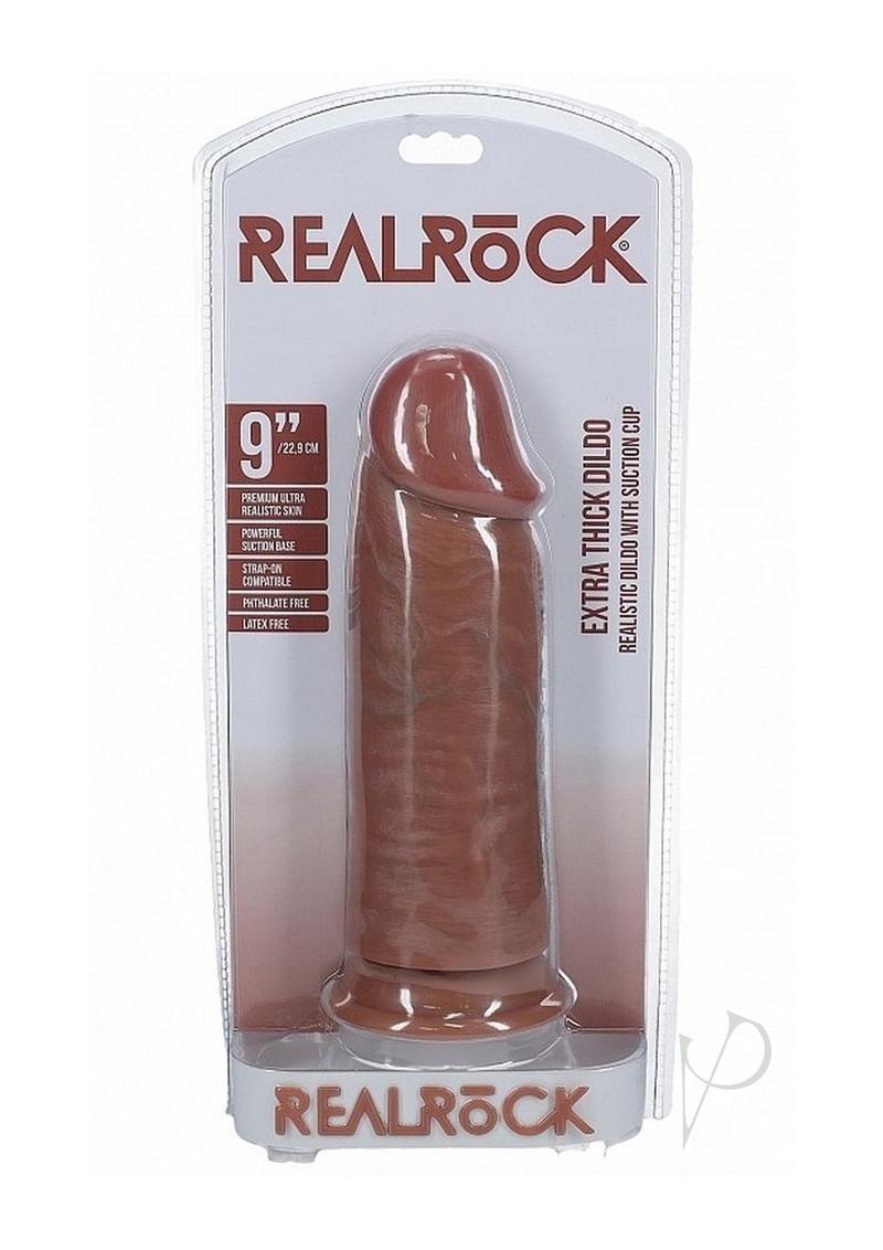 RealRock Ultra Realistic Skin Extra Thick Dildo 9in - Caramel