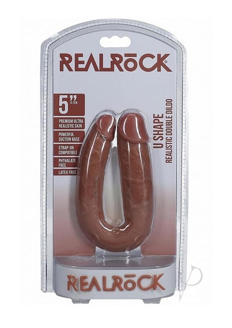 RealRock Ultra Realistic Skin U Shaped Dual Penetration 5in - Caramel