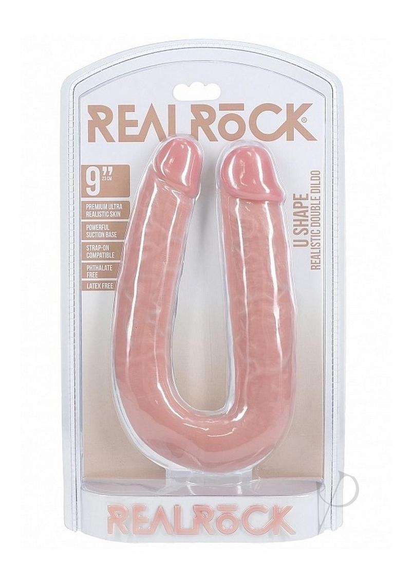 RealRock Ultra Realistic Skin U Shaped Double Dildo 9in - Vanilla