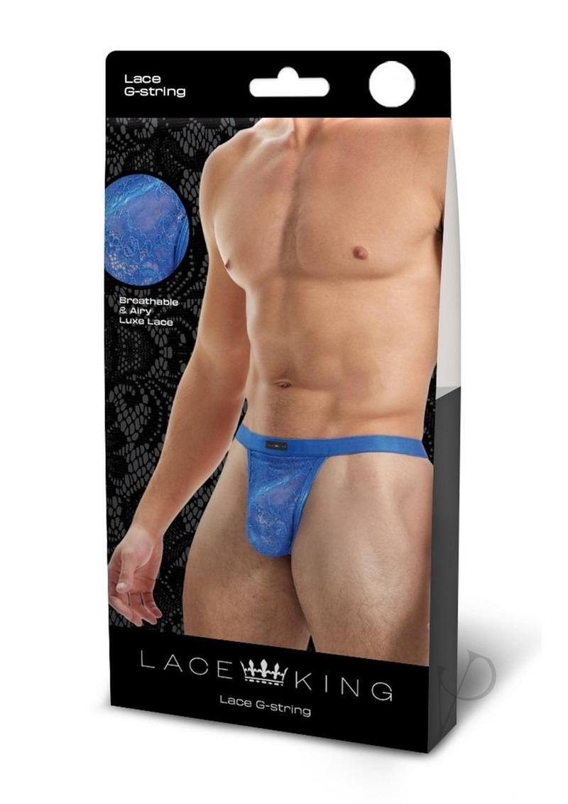 Lace King Lace G-String - Large/XLarge - Blue