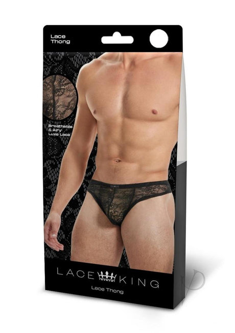 Lace King Lace Thong - Large/XLarge - Black