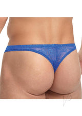 Lace King Lace Thong - S/M - Blue