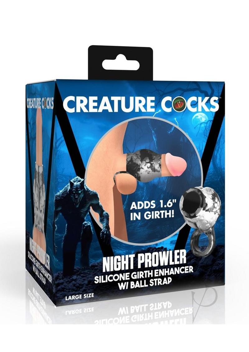 Creature Cocks Night Prowler Silicone Penis Sleeve - Large - Silver/Black