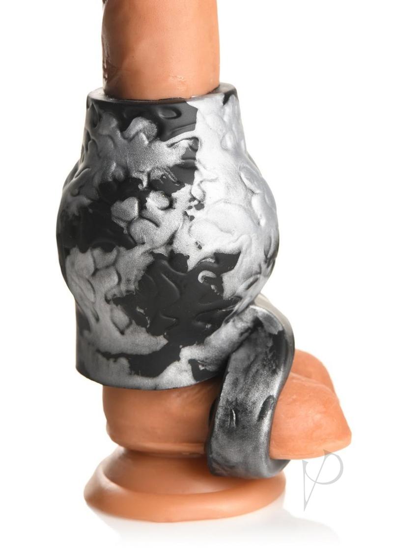 Creature Cocks Night Prowler Silicone Penis Sleeve - Large - Silver/Black