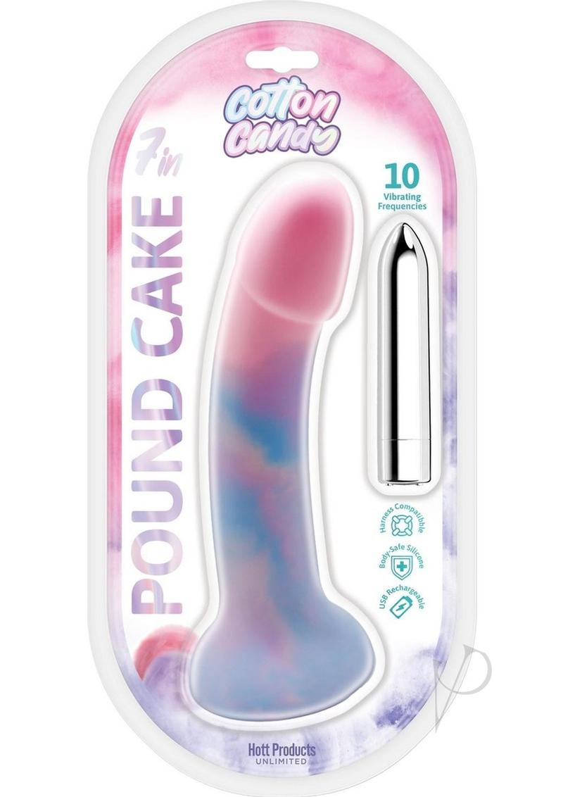 Cotton Candy Pound Cake Rechargeable Silicone Dong - Fuschia/Aqua