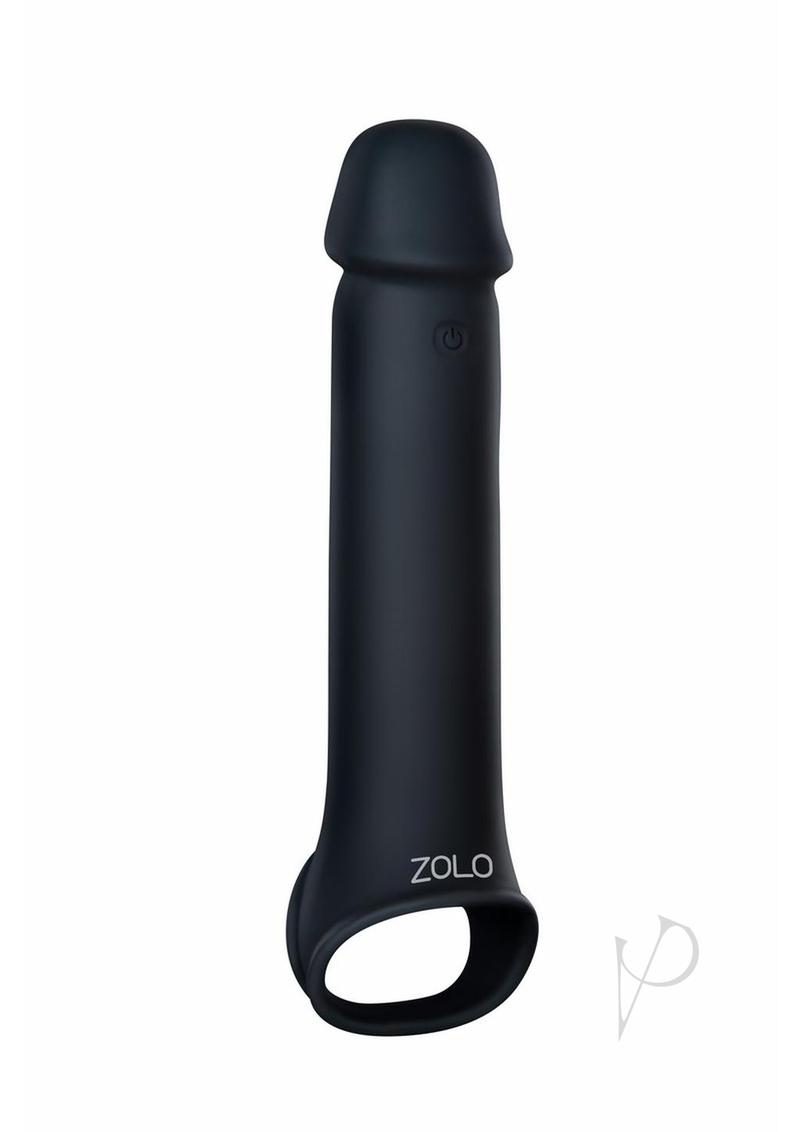 Zolo Vibrating Remote Control Silicone Rechargeable Penis Extender Strap-On - Black