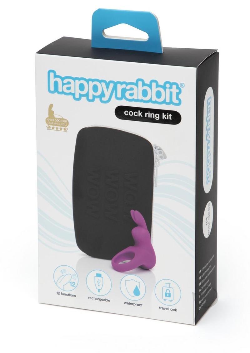 Happy Rabbit Cock Ring Rechargeable Silicone Kit (2 Piece) - Purple/Black