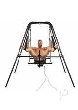 Master Series Throne Deluxe Adjustable Sling with Rechargeable Sex Machine - Black