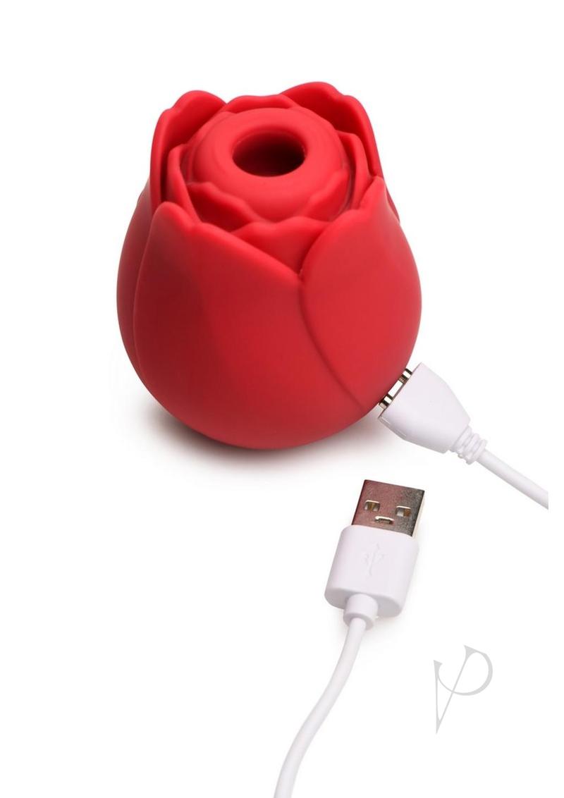 Bloomgasm Cyber Rose Sucking and Vibrating Digital Rechargeable Silicone Clitoral Stimulator - Red