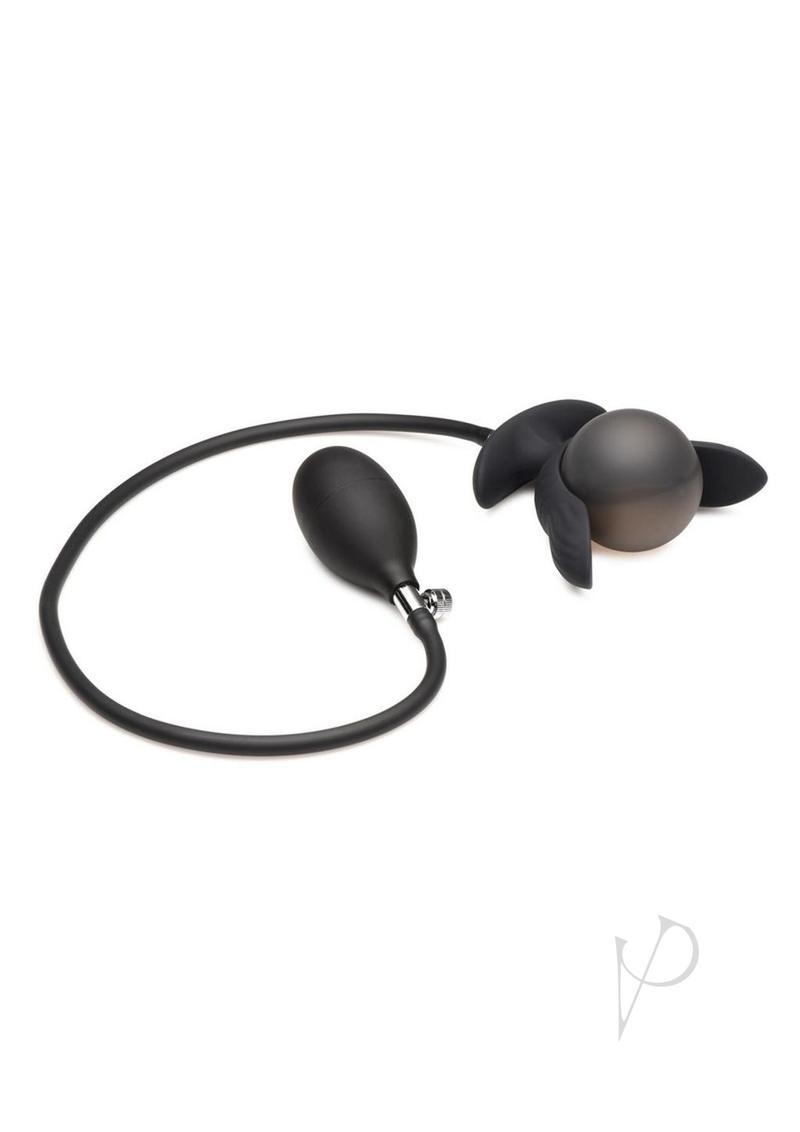 Master Series Dark Pearl Inflatable Rechargeable Vibrating Butt Plug - Black
