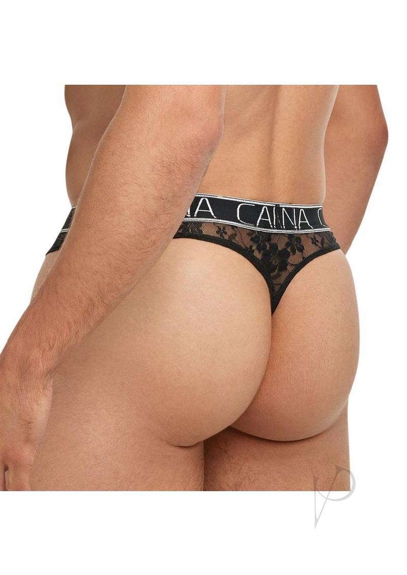 Banana Cabana Lace Nights Thong - Large/XLarge - Black