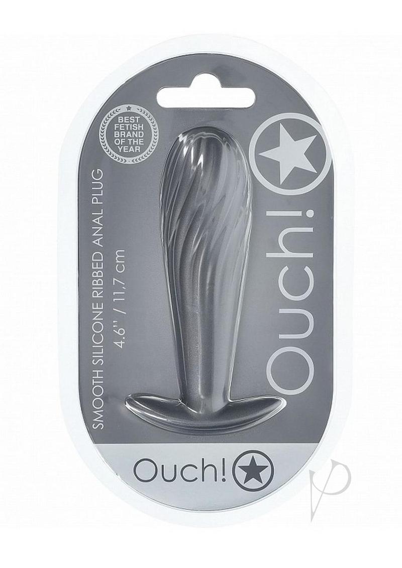 Ouch! Ribbed Anal Plug Silicone - Gun Metal