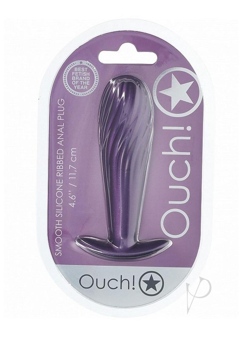 Ouch! Ribbed Anal Plug Silicone - Metallic Purple