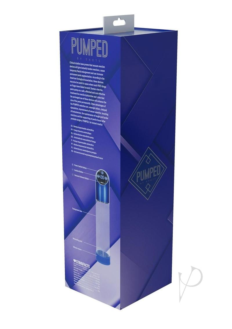 Pumped Automatic Waterproof Rechargeable Silicone Penis Pump - Metal Blue