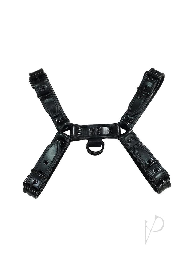 Rouge Over The Head Adjustable Leather Harness - XXLarge - Black