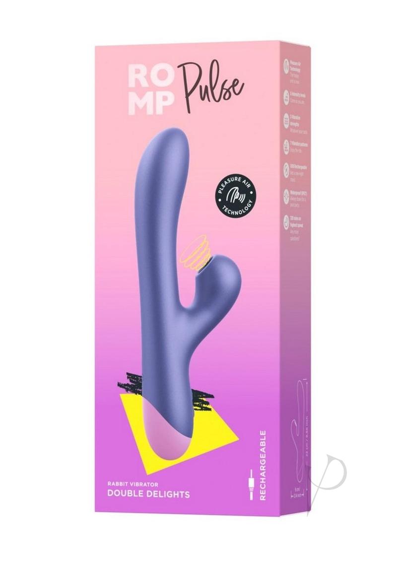 Romp Pulse Rechargeable Silicone Rabbit Vibrator with Pleasure Air - Purple/Pink