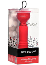 Bloomgasm Rose Delight Rechargeable Silicone Thrusting Vibrator - Red