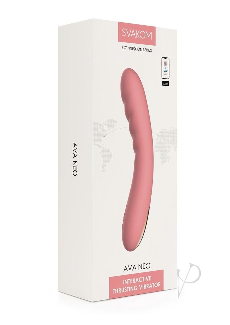 Svakom Ava Neo Rechargeable Silicone Vibrator with Remote Control - Peach Pink