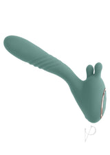 Thrust into Ecstasy Rechargeable Silicone Dual Vibrator - Green