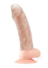 Blue Line Wavy Ribbed Penis Extension 6.5in - Clear