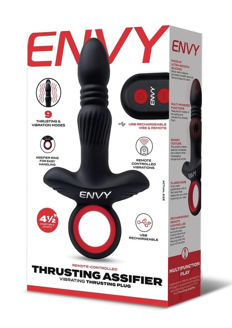 Envy Vibrating Silicone Rechargeable Thrusting Assifier - Black