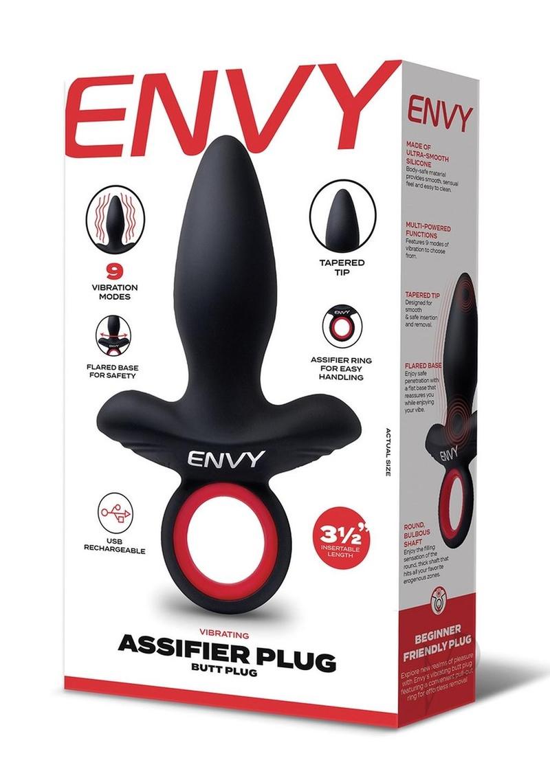 Envy Vibrating Silicone Rechargeable Assifier Butt Plug - Black