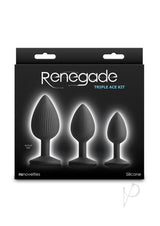 Renegade Triple Ace Silicone Anal Plugs Kit (3pc Set) - Black