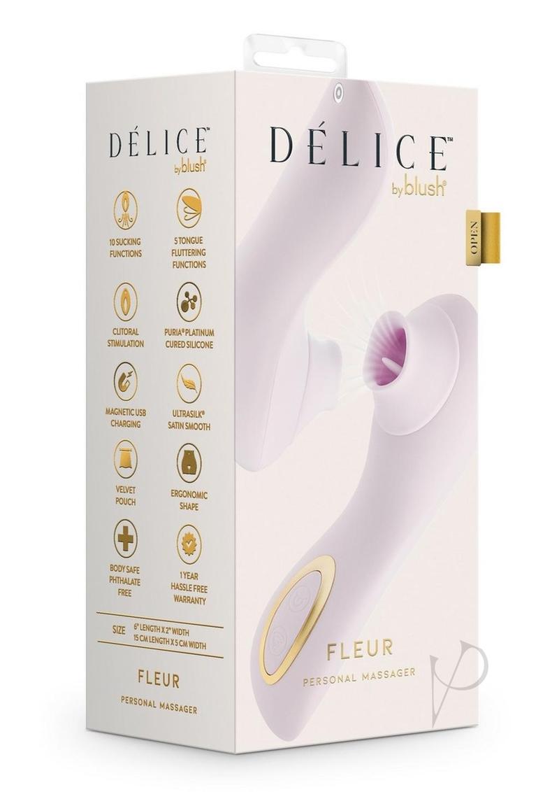 Delice Fleur Air Pulsing Vibrator Rechargeable Silicone Clitoral Vibrator - Barely Purple