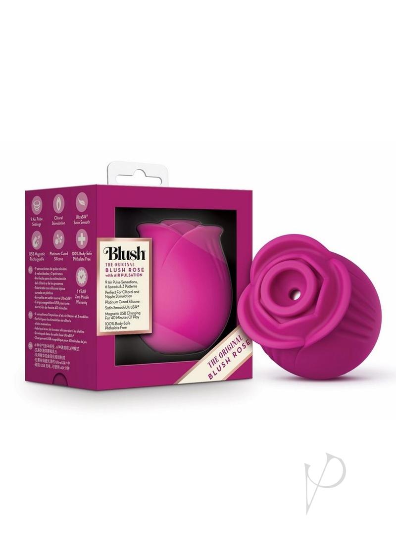 Blush Collection The Original Blush Rose Rechargeable Silicone Air Pulse Clitoral Vibrator - Fuchsia