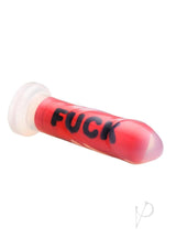 Master Series FUCK Silicone Dildo - Red/Black/Clear