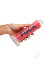 Master Series FUCK Silicone Dildo - Red/Black/Clear