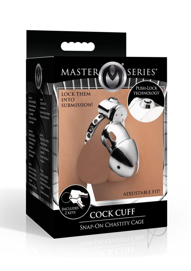 Master Series Cock Cuff Snap-On Chastity Cage - Silver