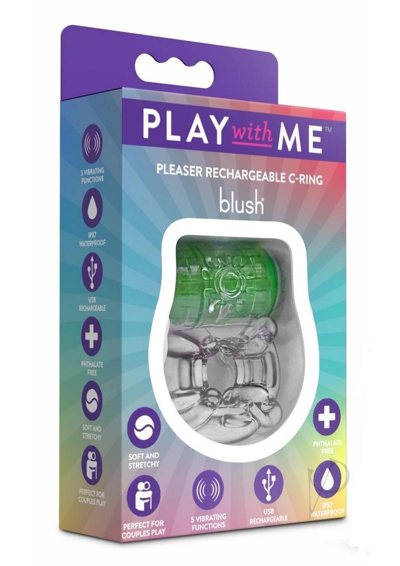 Play With Me Pleaser Rechargeable Cock Ring - Neon Green