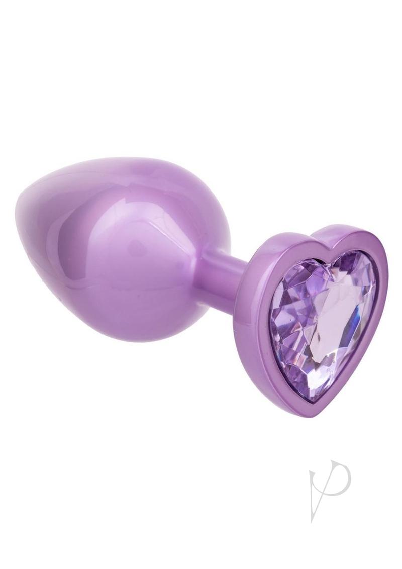 Jewel Amethyst Heart Anal Plug - Large - Purple