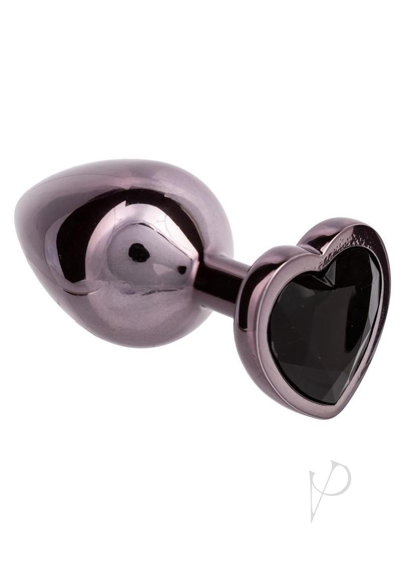 Jewel Black Diamond Heart Anal Plug - Large - Black