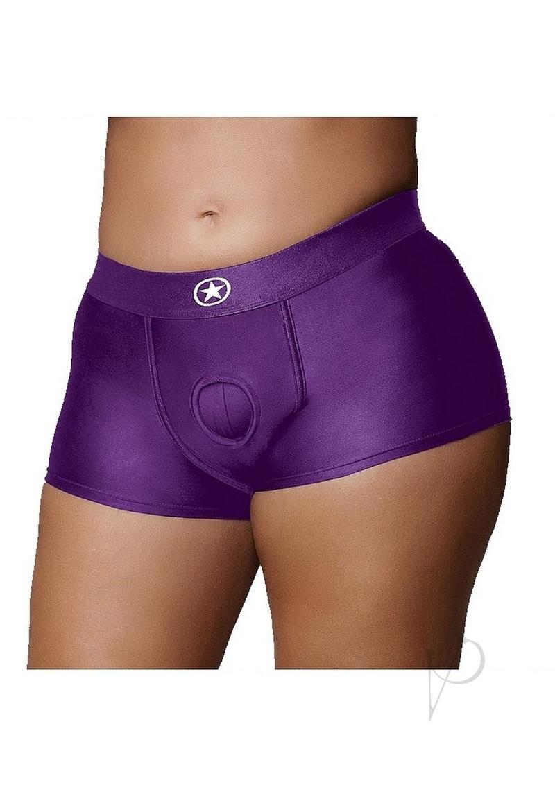 Ouch! Vibrating Strap-On Boxer Rechargeable - XL/2XL - Purple