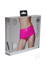 Ouch! Vibrating Strap-On Brief with Rechargeable Bullet - XS/SM - Pink