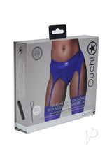 Ouch! Vibrating Strap-On Thong with Rechargeable Bullet - M/L - Blue