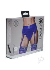 Ouch! Vibrating Strap-On Thong with Rechargeable Bullet - XS/SM - Blue