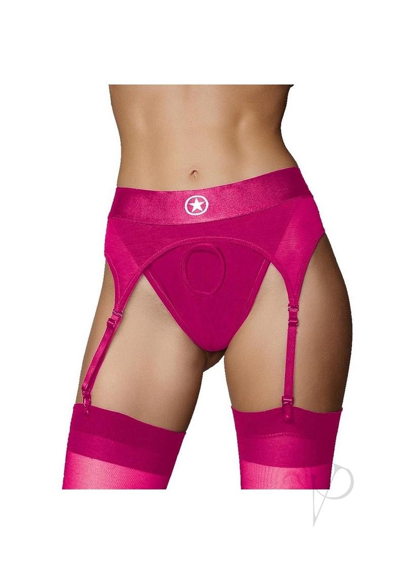 Ouch! Vibrating Strap-On Thong with Rechargeable Bullet - XS/SM - Pink