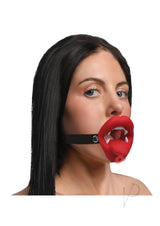 Master Series Vampire Vibrating Rechargeable Silicone Mouth Gag - Red