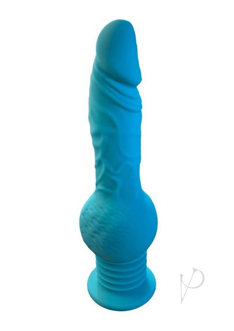 Throb Rechargeable Silicone Thrusting Dildo with Balls and Suction Cup - Teal