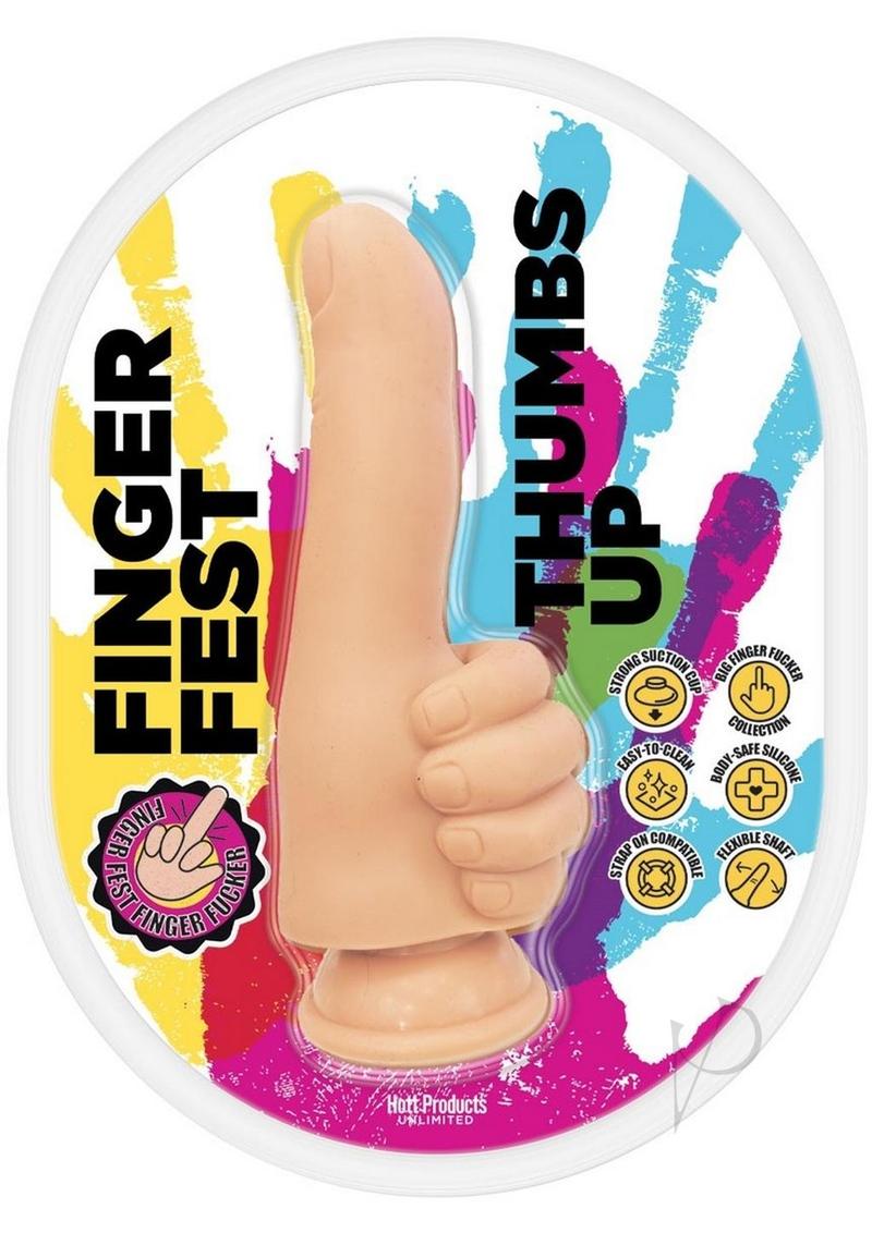 Finger Fest Thumbs Up Silicone Dildo - Vanilla