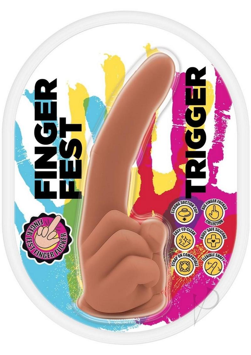 Finger Fest Trigger Silicone Dildo - Caramel