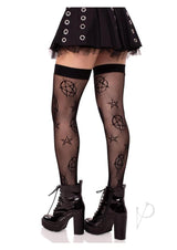 Leg Avenue Occult Net Thigh Highs - Black - O/S