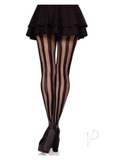 Leg Avenue Net and Opaque Striped Tights - Black - O/S