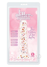 Glittergasm Swirl Clear Dildo with Suction Cup - Orange/Red/Golden Glitter